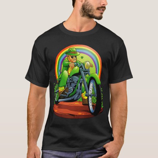 Mannen van de Ierse motorfiets Biker Leprechaun T-shirt (Voorkant)