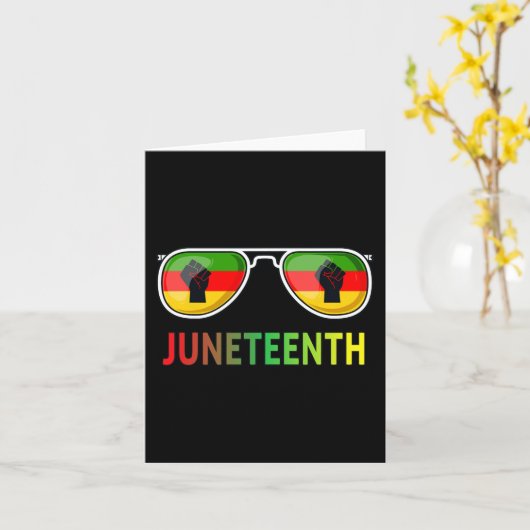 Mannen van de Juneteenth Sunglazen Black Pride Fla Kaart (Gele Bloem)