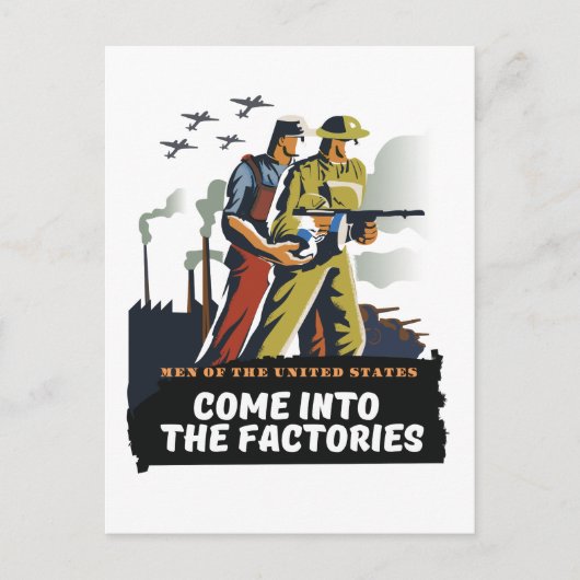 Mannen van de Verenigde Staten, WW2-poster Briefkaart (Voorkant)