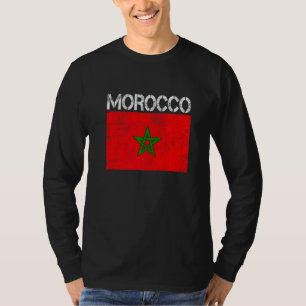 Mannen van de vlag van Marokko met een vervormd pa T-shirt
