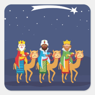 Mannen van drie weken op kameel vierkante sticker