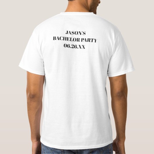Mannen van Funny Bachelor Party T-shirt (Achterkant)