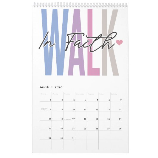 Mannen van geloofsovertuiging positief inspirerend kalender (Mar 2026)