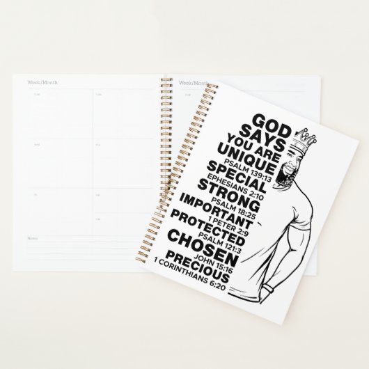 Mannen van geloofsovertuiging positief inspirerend planner (Display)