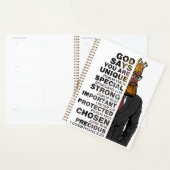 Mannen van geloofsovertuiging positief inspirerend planner (Display)