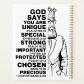 Mannen van geloofsovertuiging positief inspirerend planner (Achterkant)