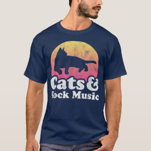 Mannen van katten en rock t-shirt