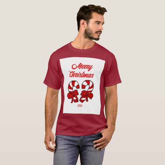 Mannen van kerstsnoepkanen Maron Basic T Shirt (Voorkant volledig)