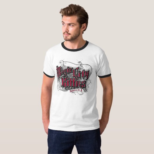 Mannen van Magic City Katten Ringer T T-shirt (Voorkant volledig)