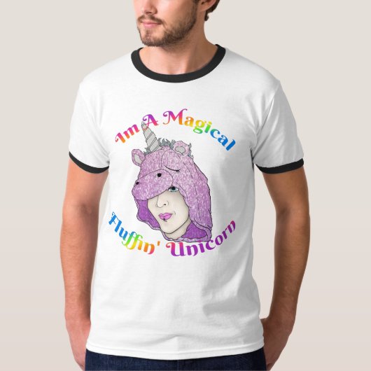 Mannen van Magical Fluffin Unicorn Basic Ringer T- T-shirt (Voorkant)
