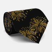 Mannen van New Year's Eve Black Gold Fireworks Stropdas (Opgerold)