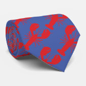 Mannen van Red Lobsters Blue Preppy Designer Stropdas (Opgerold)