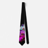Mannen van roze orchid Black Stropdas Necktie (Voorkant)