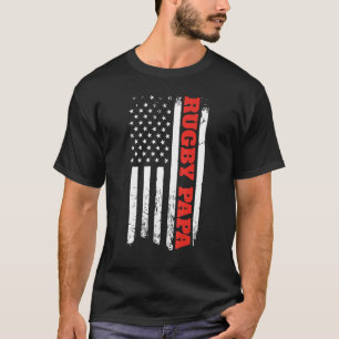 Mannen van Rugby Papa American Flag Vaderdag T-shirt