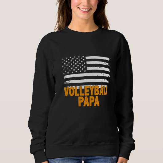 Mannen van Volleyball Papa American Flag Vaderdag Trui (Voorkant)