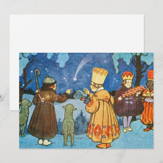 Mannen van Wise en schapen op kerstavond Feestdagenkaart (Voorkant / Achterkant)