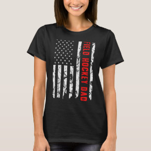 Mannen Veldhockey papa Amerikaanse vlag Patriotic T-shirt