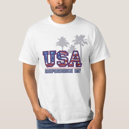 MANNEN Verenigde Staten Palm Independence Day T-shirt (Voorkant)