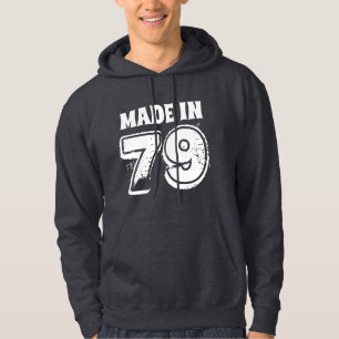 Mannen verjaardag jaar gemaakt in 79 gedempte look hoodie