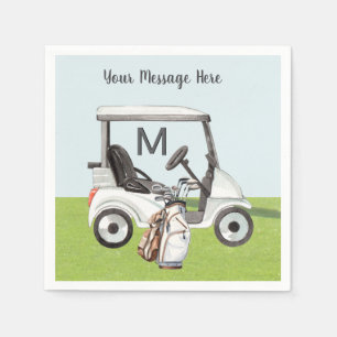 Mannen Verjaardag Pensioen Golf Thema Monogram Servet
