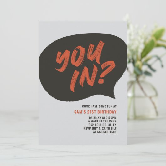 Mannen verjaardag uitnodiging (Staand voorkant)