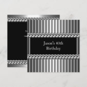 Mannen verjaardag van het Metaal Chrome Black Silv Kaart (Voorkant / Achterkant)