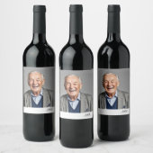 Mannen Verjaardag Wijnlabel met foto en monogram Wijn Etiket (Flessen)