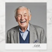 Mannen Verjaardag Wijnlabel met foto en monogram Wijn Etiket (Enkel label)