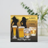 Mannen Verjaardagsfeest Bier Jongens Avondje Uit Kaart (Staand voorkant)