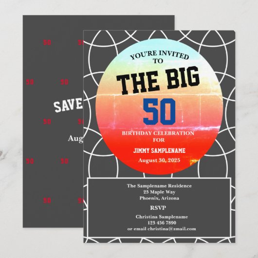 Mannen Verjaardagsfeest geometrisch patroon grijs Kaart (Voorkant / Achterkant)