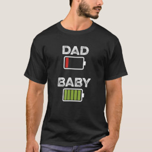 Mannen vermoeide vader lage batterij Baby volledig T-shirt