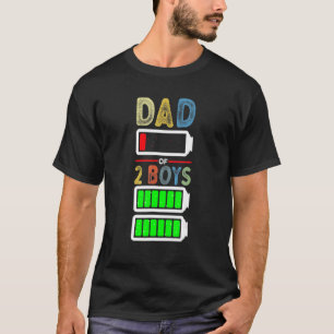 Mannen vermoeide vader van 2 twee jongens lage bat t-shirt