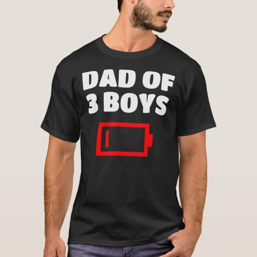 Mannen vermoeide vader van 3 drie jongens lage bat t-shirt (Voorkant)