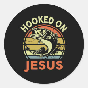 Mannen verslaafd aan jezus Christelijk Vis-shirt G Ronde Sticker
