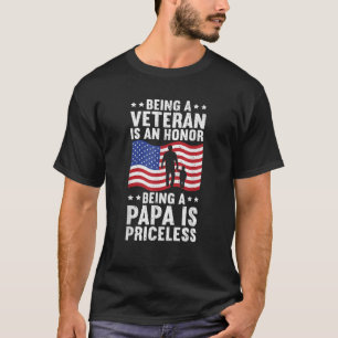 Mannen Veteraan Honor Papa Priceless Proud America T-shirt