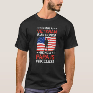 Mannen Veteraan Honor Papa Priceless Proud America T-shirt