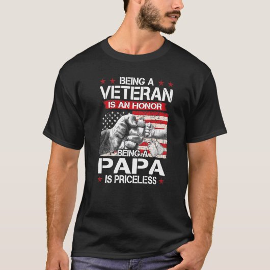 Mannen Veteraan is een eer om Papa te zijn is P T-shirt (Voorkant)
