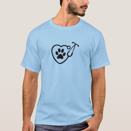 Mannen Veterinarian Paw Print Stethoscope T-Shirt (Voorkant)