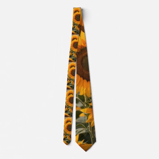 "Mannen Vibrant Yellow Sunflower Print Stropdas. Stropdas (Achterkant)