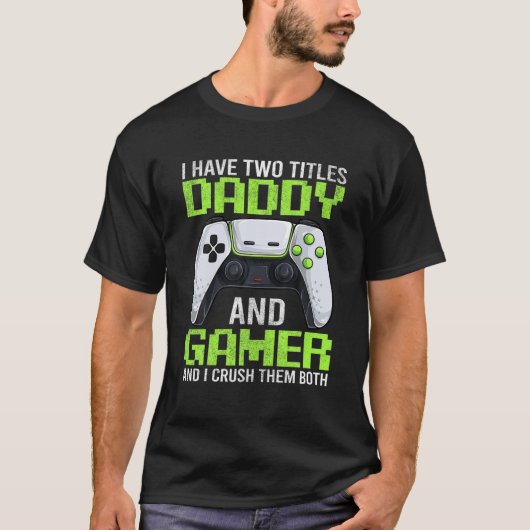 Mannen videogame Gamer Papa S., grappige vaderdag T-shirt (Voorkant)