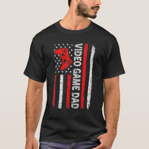 Mannen videogame Papa Amerikaanse vlag Video Game  T-shirt
