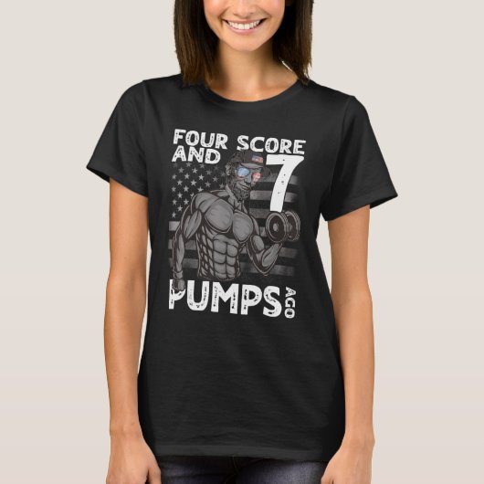 Mannen Vier Score en Zeven Pompen Ago Lincoln Gym  T-shirt (Voorkant)