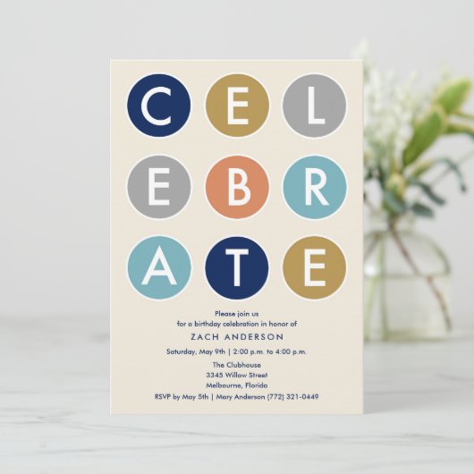 Mannen vieren uitnodiging (Staand voorkant)