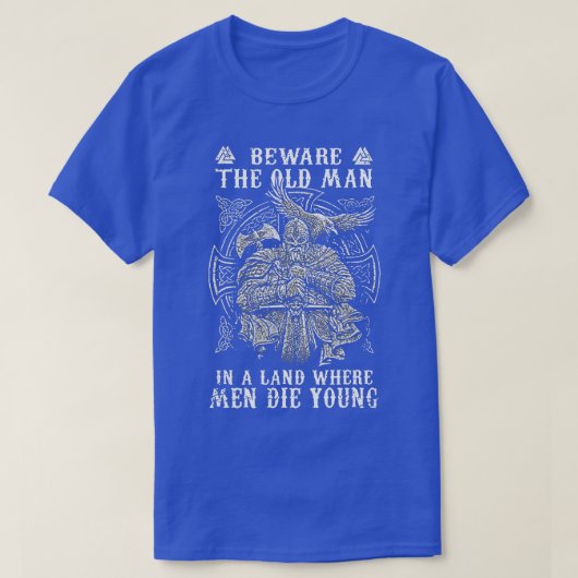Mannen Viking bewondert het oude Man in een land w T-shirt (Design voorkant)