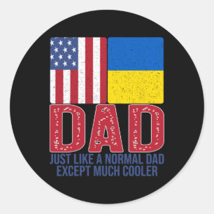 Mannen Vintage Amerikaanse Oekraïense Vlag Vader D Ronde Sticker
