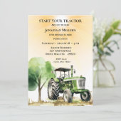 Mannen Vintage Boerderij Groene Tractor Verjaardag Kaart (Staand voorkant)