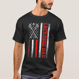 Mannen Vintage Lacrosse Papa Amerikaanse vlag Spor T-shirt