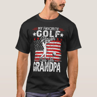 Mannen Vintage Mijn favoriete Golfspeler roept me  T-shirt