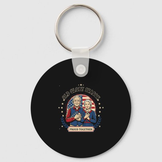 Mannen vintage patriottisch trots samen ontwerp sleutelhanger (Voorkant)