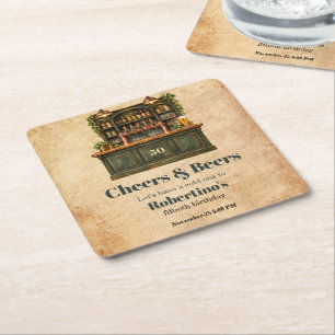 Mannen Vintage Pub Cheers & Bier 50e Verjaardag Kartonnen Onderzetters